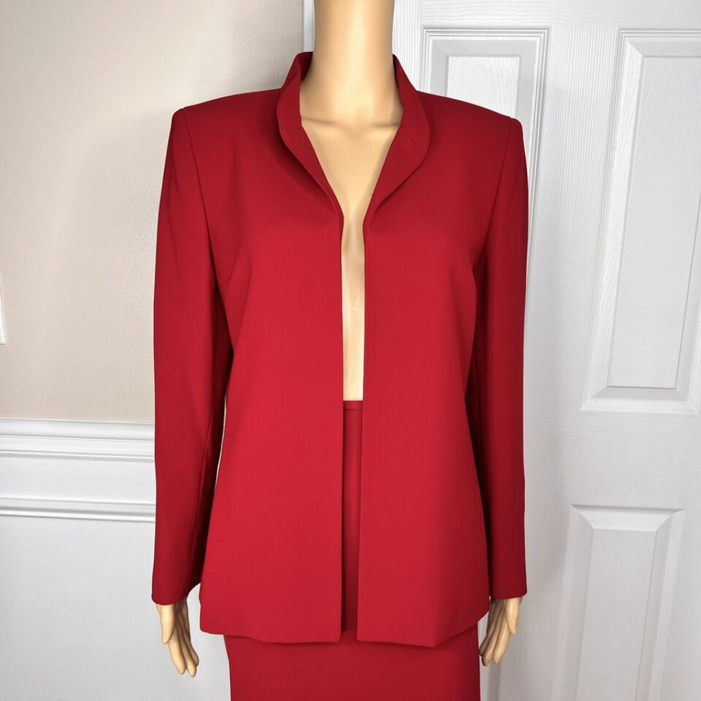 Kasper 2pc Red Polyester Lined Open Front Cocktai… - image 3